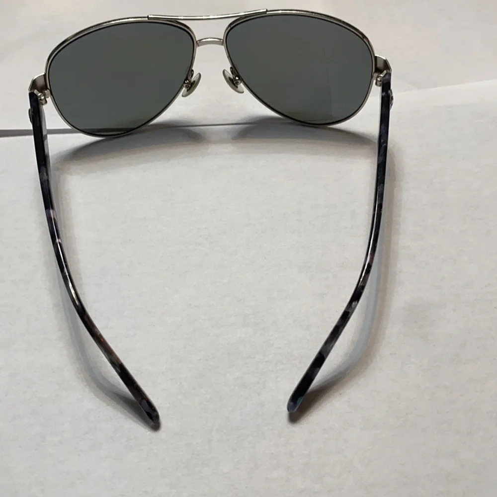 Tory Burch Blue Lens Aviator Sunglasses with Orange Case